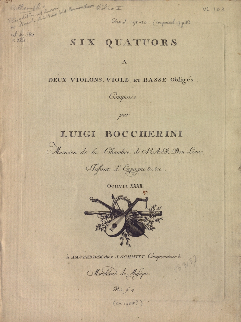 1785 ca STCN Luigi Boccherini Zes strijkkwartetten op 32 Collectie Casa del Violino Willem Noske 1 tn